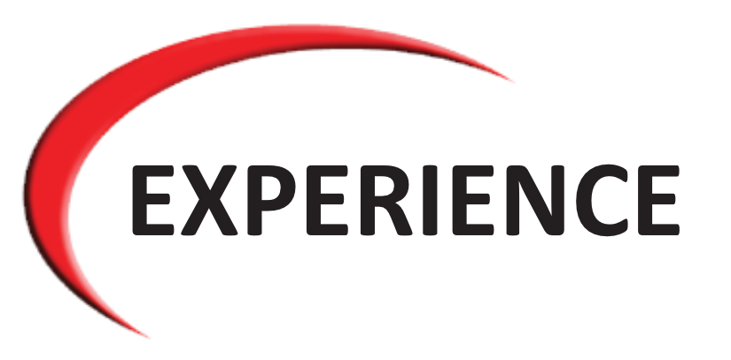 Red curved logo experience text